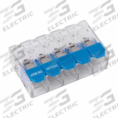 IDEAL Lever Wire Connector: 5 Port, 22 AWG – 10 AWG Solid Wire Size Range, 30 A - Compact Lever Wire Connectors