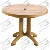 GROSFILLEX Folding Patio Table: Sawcut, Resin, 28 3/8 in Overall Ht, 38 in Overall Dia, Teakwood (MPN US921008). Key specifications — Frame Color: Teakwood; Frame Material: Polypropylene; Tabletop Color: Sawcut; Tabletop Material: Resin.