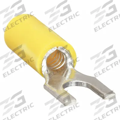 STA-KON Fork Terminals: Yellow, Vinyl, #10 Stud Size, 12 AWG – 10 AWG Wire Range - Insulated Fork Terminals