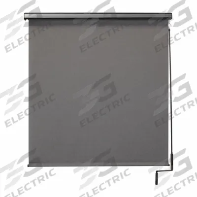 KEYSTONE FABRICS Sun Shade: Gray, 7 ft Valence Wd, Pole and Crank, 90% UV Protection - Regal Series