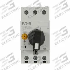 EATON Manual Motor Protector: Non-Reversing, 3 Poles, 6.3 A, Thermal Protection, Selector Switch (MPN XTPR6P3BC1). Key specifications — Maximum Voltage Rating: 600V AC; Brand: EATON; Thermal Units Required: None (Starter Includes Integrated Thermal Units); Frame Size (Width): 45mm (B Frame).