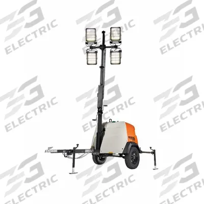 GENERAC Vertical Mast LED: 6 kW Running Watt, LED, 4 Lamps, 320 W Lamp Watt - Generator Light Towers