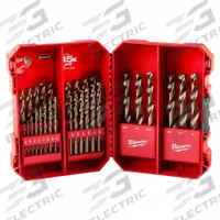 MILWAUKEE Jobber Length Drill Bit Set: 29 Pc, 1/16" to 1/2" by 64ths, 135° Point, Cobalt (MPN 48-89-2332). Key specifications — attr1236168: PACKOUT™ Case.