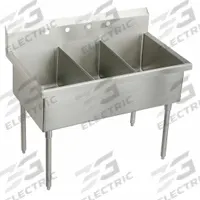 ELKAY Scullery Sink: 3 Bowls, 44 in Overall Ht, 48 in Overall Lg, 27 1/2 in Overall Wd, Widespread (MPN WNSF83454). Key specifications — Brand: ELKAY.