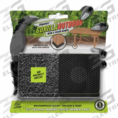 GORILLAOUTDOOR Furniture Glides: Felt, 2 1/2 in Overall Wd, Square, Black - Felt Pads