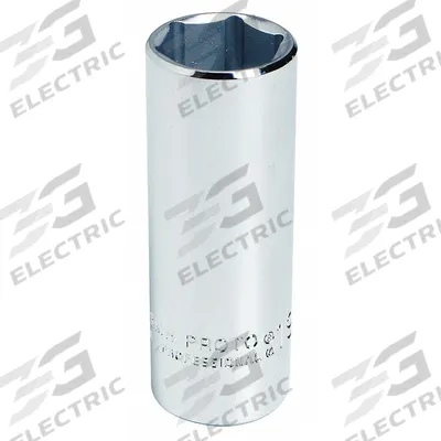 PROTO Socket: Metric, 3/8 in Drive Size, 8 mm Socket Size, 6-Point, Deep, Chrome - 3/8" Drive Hand Sockets