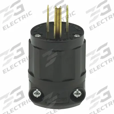 LEVITON Straight Blade Plug: 5-15P, 125V AC, 15 A, 2 Pole, 3 Blade, Black (MPN 5266-CB) - General Purpose Plugs