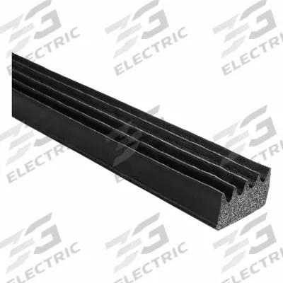 TRIM LOK Ribbed Seal: Rectangle, Self-Adhesive Mounting, Std, EPDM, 500 ft Overall Lg - Ribbed-Section Foam Rubber Seals