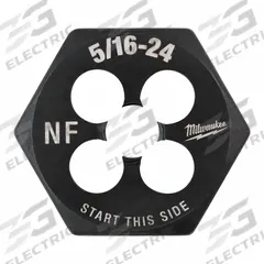 MILWAUKEE Hex Threading Die: 5/16"-24 UNF, 1 in Hex Wd, Black Oxide Carbon Steel (MPN 49-57-5344)