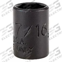 PROTO Socket: 1/4 in Drive Size, SAE, 7/16 in Socket Size, 6-Point, Std, 7/8 in Overall Lg, Socket (MPN J4714B). Key specifications — attr1215501: PROTO; attr1215515: Black Oxide; attr1215518: 7/16 in.