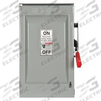 SIEMENS Safety Switch: Fusible, 60 A, Single Phase, 240V AC, Galvanized Steel, Indoor/Outdoor (MPN HF222NR). Key specifications — Brand: SIEMENS.