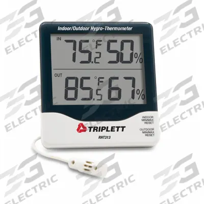 TRIPLETT Relative Humidity/Temp Indicator: 10%to 99% Humidity Range, Humidity/Temp - Desk & Wall Mount Meters with Cabled Sensors