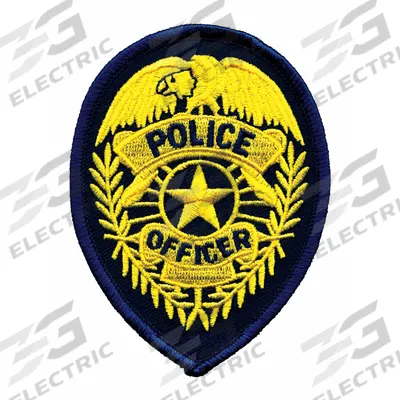 HEROS PRIDE Embroidered Patch: Police Officer, 2 3/4 in x 3 3/4 in, Gold/Navy, Plastic - Embroidered Badges