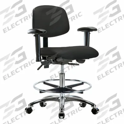 APPROVED VENDOR Ergonomic Chair: Vinyl, Arms Included, Ht Range 21 1/2 in to 29 in, 18 1/2 in Seat Wd - Vinyl Lab Chairs