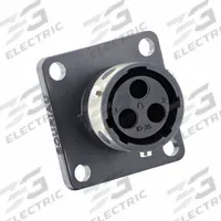 SOURIAU Electrical Connector: Trim Trio UTGX 10, Square Flange Receptacle, 2 + Ground Contacts, 10 A (MPN UTGX0103S). Key specifications — attr1043586: 30 AWG to 14 AWG; attr1043574: Contacts Not Included; attr1020114: SOURIAU; attr1043080: 1/3 Bayonet; attr1043085: IP69K; attr1043079: Trim Trio UTGX; attr1043575: Female; attr1043093: 500V.