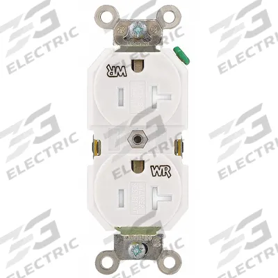 LEVITON Receptacle: Duplex, 5-20, White, 125V AC, 20 A, 2 Pole / 3 Wire (MPN TWR20-W) - General Purpose Receptacles