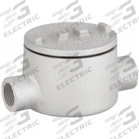 Conduit Outlet Body: Aluminum, GR, 3/4 in Trade Size, C Body, 18 cu in Body Capacity (MPN GRC75-A). Key specifications — Series: For Standard Body; Compatible Conduit Trade Size: 3/4 in; Thread Gender: Female; Hub Style: Threaded; Cover Included: Yes; Body Style: C; Connection Type: Threaded; Back Type: Round.