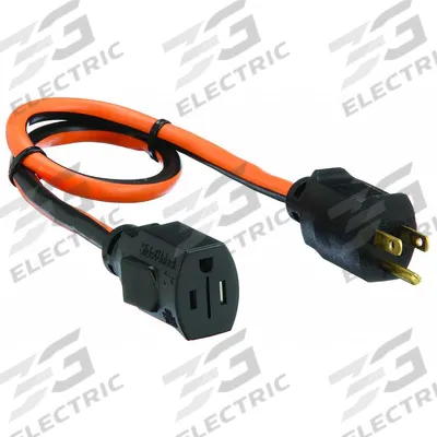 APPROVED VENDOR Extension Cord: Indoor Use, 2 ft Lg, Outlet, 5-15P, 14/3, SJTW - Indoor Extension Cords with Single Outlet