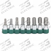 SK PROFESSIONAL TOOLS Socket Bit Set: 1 - 25 Pieces, 3/8 in Drive Size, 8 Pieces, 2 in Overall Lg (MPN 19708). Key specifications — attr1216280: Replaceable Insert; attr1216283: SK PROFESSIONAL TOOLS; attr1225718: 5 mm to 12 mm; attr1227491: 3/8 in.
