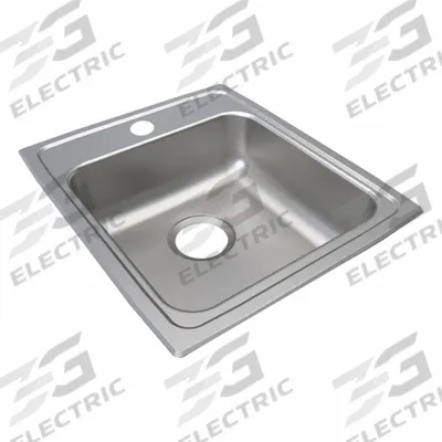JUST MANUFACTURING Bowl Drop-In Sink: 20 in Overall Lg, 17 in Overall Wd, 5 in Bowl Dp - One-Bowl Counter-Mounted Kitchen & Bar Sinks without Faucets