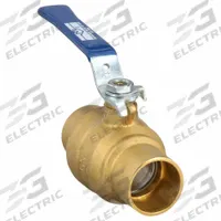 MILWAUKEE VALVE Manual Two-Way Ball Valve: 1 1/4 in, Brass, Straight, Sweat x Sweat, Two-Piece, Blue (MPN 1-1/4" BA-485BMS). Key specifications — Brand: MILWAUKEE VALVE; Handle: Memory Stop Lever.