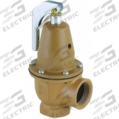 Watts Pressure Relief Valve: FNPTF x FNPTF, 1 1/4 in x 1 1/2 in, Iron - ASME Section XIII Hot Water Pressure Relief Valves