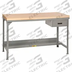 LITTLE GIANT Workbench: Fixed Ht, Butcher Block, 48 in x 30 in, 3,000 lb Overall Load Capacity, Gray (MPN WSJ2-3048-36-DR). Key specifications — Included Components: Drawer; Brand: LITTLE GIANT.