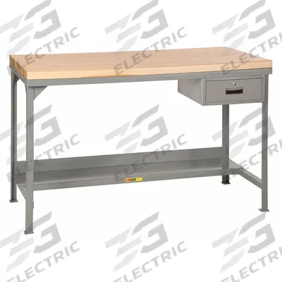 LITTLE GIANT Workbench: Fixed Ht, Butcher Block, 48 in x 30 in, 3,000 lb Overall Load Capacity - Workbenches with Drawers & Lower Shelves