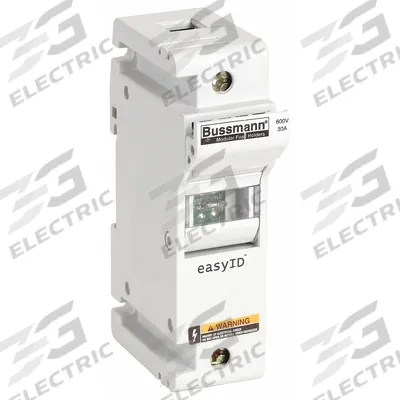 BUSSMANN Fuse Block: Finger-Safe, 1 Pole, 600 V AC, DIN Rail Mounting - UL Class J Fuse Blocks