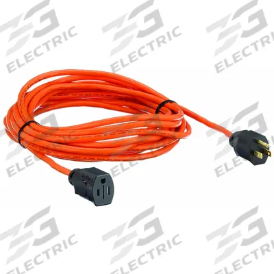 APPROVED VENDOR Extension Cord: Outdoor Use, 25 ft Lg, Outlet, 5-15P, 16/3, SJTW, Orange - Outdoor Extension Cords with Single Outlet