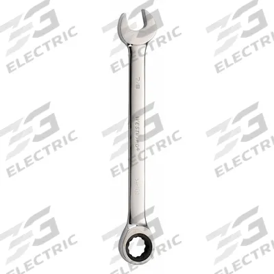 WESTWARD Combination Wrench: Alloy Steel, Chrome, 7/8 in Head Size, 11 1/2 in Overall Lg - SAE 12-Point Ratcheting Combination Wrenches