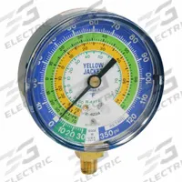 YELLOW JACKET Low Side Gauge: Low Side Gauge, Non-Liquid Filled, 3 1/8 in Dia, 1/8 in Male NPT, Blue (MPN 49160). Key specifications — Brand: YELLOW JACKET; Accuracy: ± 1%; Color: Blue; For Refrigerant Type: R-410A.