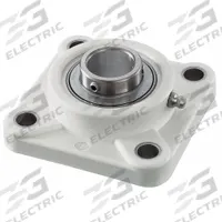 NTN 4 Bolt Flange Bearing: Radial Ball, 1 7/16 in Bore, Polymer, Set Screws, 4 41/64 in Lg, Square (MPN ZUCFPL207-23). Key specifications — Bore Type: Cylindrical; Brand: NTN; Lubricant Material: FDA/USDA-H1 Solid Grease; Mounting Bolt Size: 1/2 in; System of Measurement: Inch; Included Bearing Cap: None.