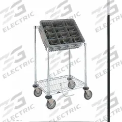 METRO Wire Shelf Utility Cart: 750 lb, 1 Shelf, 24 in L x 18 in W x 39 in H Dim, Silver, Slanted (MPN PK0911). Key specifications — Shelf Orientation: Slanted; Caster/Wheel Configuration: (2) Swivel; Finish: Zinc Plated; Brand: METRO.