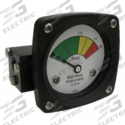 MIDWEST INSTRUMENT 3-Color Differential Pressure Indicator: 1,000 psig Max - Differential Pressure Indicators