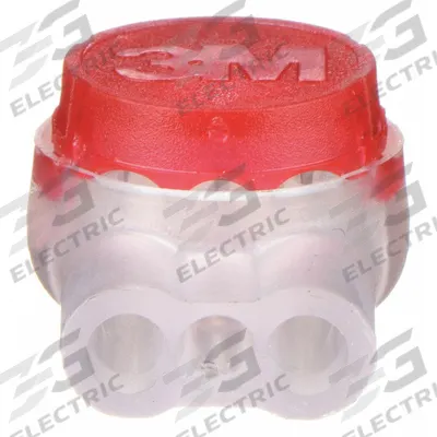 3M Insulation Displacement Connector: 3 Ports, Red, 26 AWG – 19 AWG Run Size Range - Pigtail Butt Splice Wire Connectors