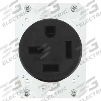 BRYANT Receptacle: Single, 15-50, Black, 250V AC, 50 A, 3 Pole / 4 Wire (MPN 8450FR) - General Purpose Receptacles