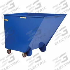 VESTIL Tilt Truck: 27 cu ft, 1,500 lb, 58 1/8 in L x 38 1/4 in W x 36 1/8 in H, Blue, Top & Bottom (MPN SPTT-10). Key specifications — Color: Blue; Brand: VESTIL; Caster/Wheel Configuration: (2) Rigid.