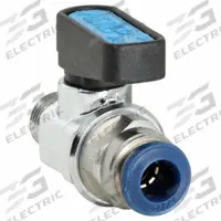 AIGNEP USA Manual Two-Way Ball Valve: 1/8 in, Nickel-Chrome Plated Brass, Straight, MNPT x Push (MPN 86330-04-02). Key specifications — Brand: AIGNEP USA; Handle: Wedge.