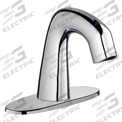 CHICAGO FAUCETS Bathroom Sensor Faucet: EQ Curved, Cast Brass, Polished Chrome Finish - Centerset Sensor Bathroom Faucets