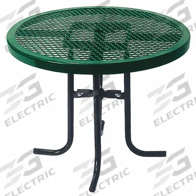 ULTRASITE Patio Table: Green, Stainless Steel, 42 in Overall Ht, 36 in Overall Wd - Round Top Patio Tables