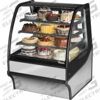 TRUE REFRIGERATION Refrigerated Merchandiser: 49 1/8 in x 36 1/4 in x 39 in, Silver, Curved Glass (MPN TDM-R-36-GE/GE-S-S). Key specifications — attr1277723: TRUE REFRIGERATION; attr1277683: R-290; attr1277691: No; attr1277694: Silver; attr1280716: Curved Glass; attr1280729: TDM.