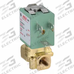 ASCO Solenoid Valve: 2-Way, Normally Closed, 1/8 in Pipe Size, 24V DC, Compact, Brass Body, FKM Seal (MPN SC8256A002V). Key specifications — Pipe Size: 1/8 in; Voltage: 24V DC; Brand: ASCO.