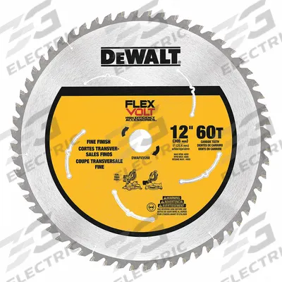 DEWALT Circular Saw Blade: 12 in Blade Dia., 60 Teeth, 0.09 in Cut Wd, 1 in Arbor Size - Wood-Cutting Blades