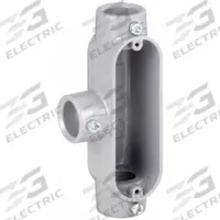 Conduit Outlet Body: Aluminum, 3/4 in Trade Size, T Body, 7 cu in Body Capacity, Set Screw Hub (MPN T75T-A). Key specifications — Finish: Powder Coated; For Use With: EMT; Brand: APPLETON ELECTRIC; Hub Style: Set Screw.