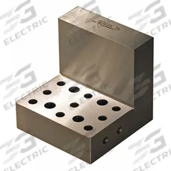 SUBURBAN Angle Plate: Hardened Steel, 4 in L x 4 in W x 4 in H, 0.0002 in Square & Parallel (MPN AP-444-S1). Key specifications — Hole Style: (4) 5/16" x 7/16"; Parallelism: 0.0002 in; Brand: SUBURBAN; Flatness: 0.0002 in.