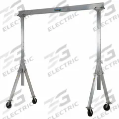 VESTIL Adjustable Gantry Crane: Fixed Span, Adj Ht, 2,000 lb Load Capacity, Aluminum, 6 ft to 8.7 ft (MPN AHA-2-8-8). Key specifications — Rotating Legs: No; Brand: VESTIL; Height Adjustability: Adjustable Height; Mobility Under Load: Stationary.