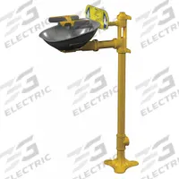 BRADLEY Plumbed Eyewash: Std, Floor Mnt, Eyes and Face Coverage, Uncovered, Stainless Steel Bowl (MPN S19214Y). Key specifications — Activation: Push Plate; Brand: BRADLEY.