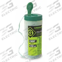 GREENLEE Poly Line: For EMT/IMC/Rigid Types, 500 ft Lg, 12 in Ht, 6 in Wd, 210 lbf Tensile Strength (MPN 430-500). Key specifications — attr531723: EMT; attr531728: Plastic; attr531727: Storage Container; attr531718: GREENLEE.