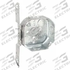 RACO Electrical Box: Steel, Steel Material & Nominal Size, Octagon, 2 Gangs, 1 1/2 in Box Dp, TS (MPN 161). Key specifications — Brand: RACO; Bracket Style: Stud Side w/Spurs; Clamp Style: Without Clamps.